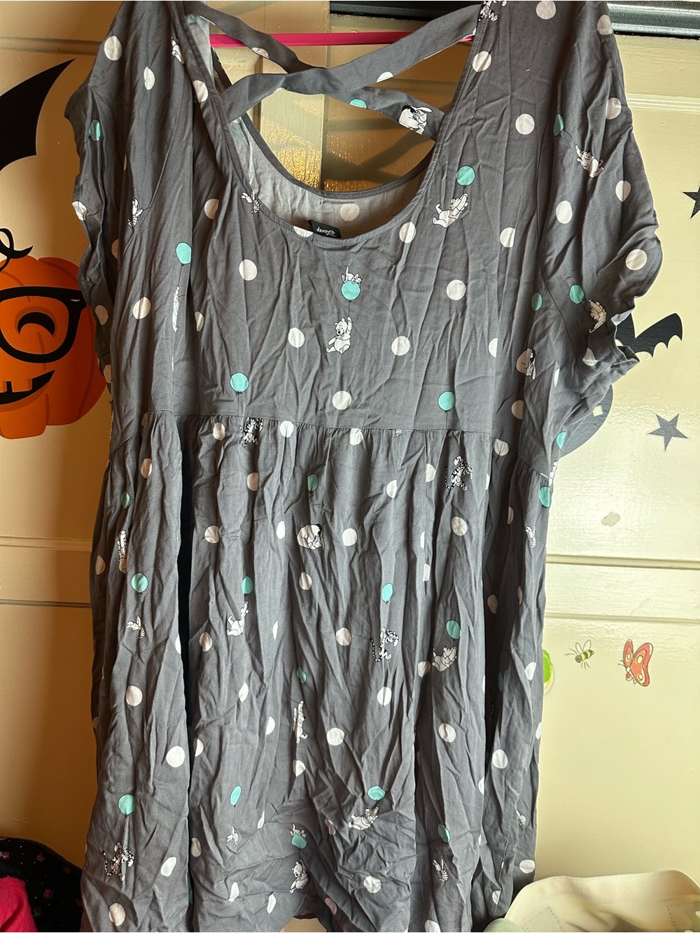 Gray Polka Dot Dress Winnie the Pooh print plus size 5X from torrid - Picture 6 of 8
